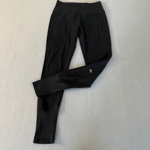 ALO Yoga Pants - Alo Yoga Womens High Waist Ribbed Cuff Leggings Black Size M Activewear Yoga